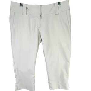 Adidas Golf Capri Pants Womens 8 Beige Climacool Ripstop Logo Athletic Casual